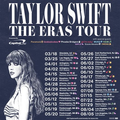 Eras tour mexico dates - A complete breakdown of all the best prices on seats for each of Taylor’s quartet of Mexico gigs can be found here: Taylor Swift. show dates. Ticket prices. start at. Thursday, Aug. 24. $1130 ...